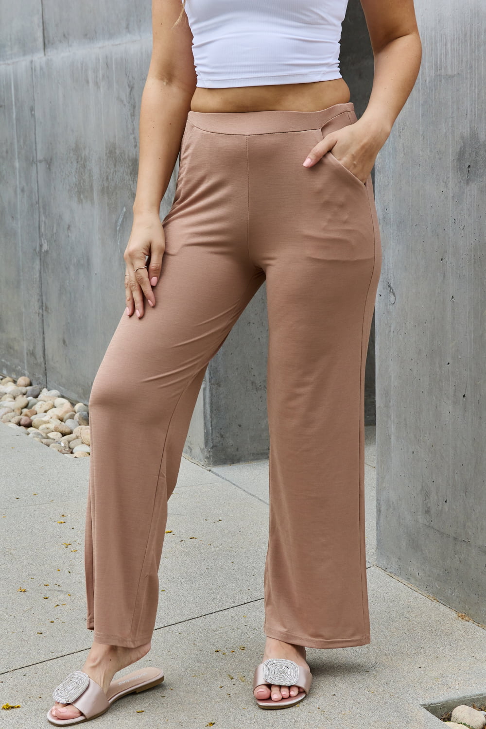 e.Luna Look Again Straight Leg Pants - Pants - Tan - Bella Bourget