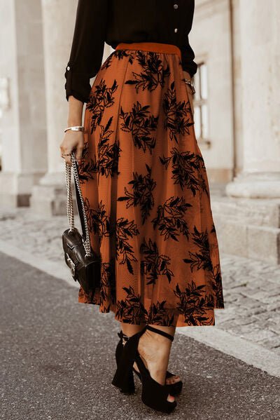 Embroidered High Waist Maxi Skirt - Skirt - Burnt Umber - Bella Bourget