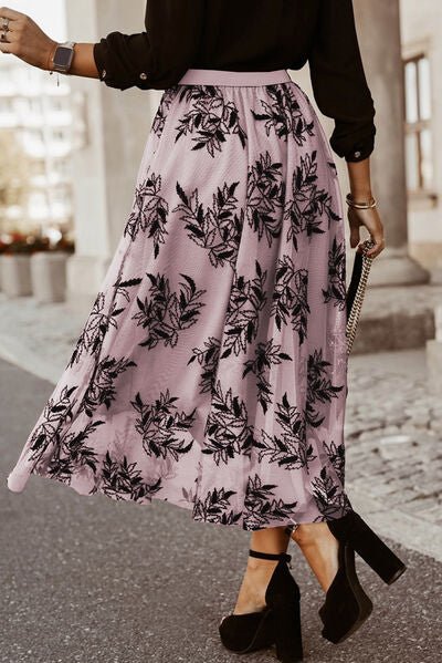 Embroidered High Waist Maxi Skirt - Skirt - Lavender - Bella Bourget