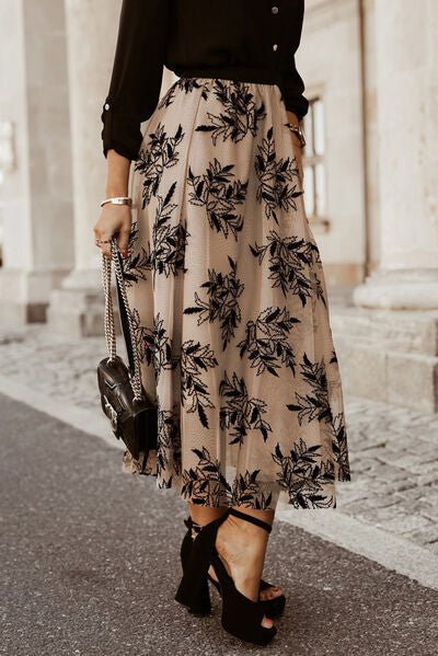 Embroidered High Waist Maxi Skirt - Skirt - Khaki - Bella Bourget