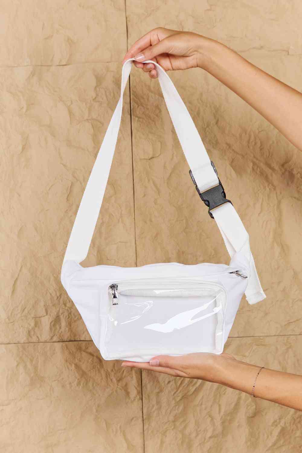 Fame Travel Buddy Clear Zipper Pocket Fanny Pack Bag - bag - White - Bella Bourget