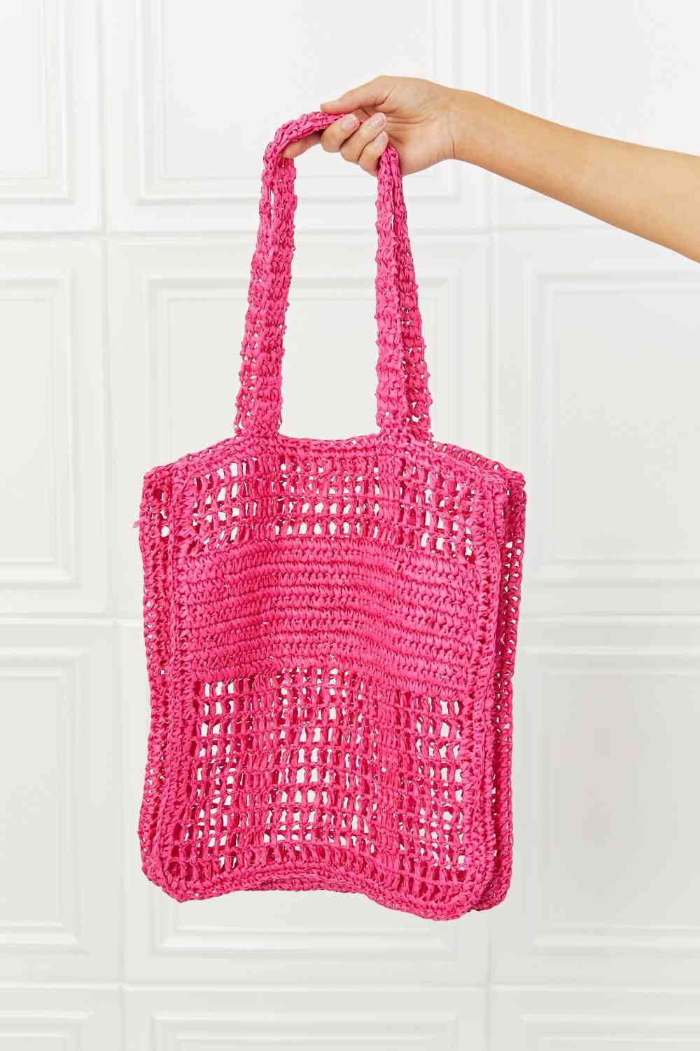 Fame Tropic Babe Staw Tote Bag - bag - Hot Pink - Bella Bourget