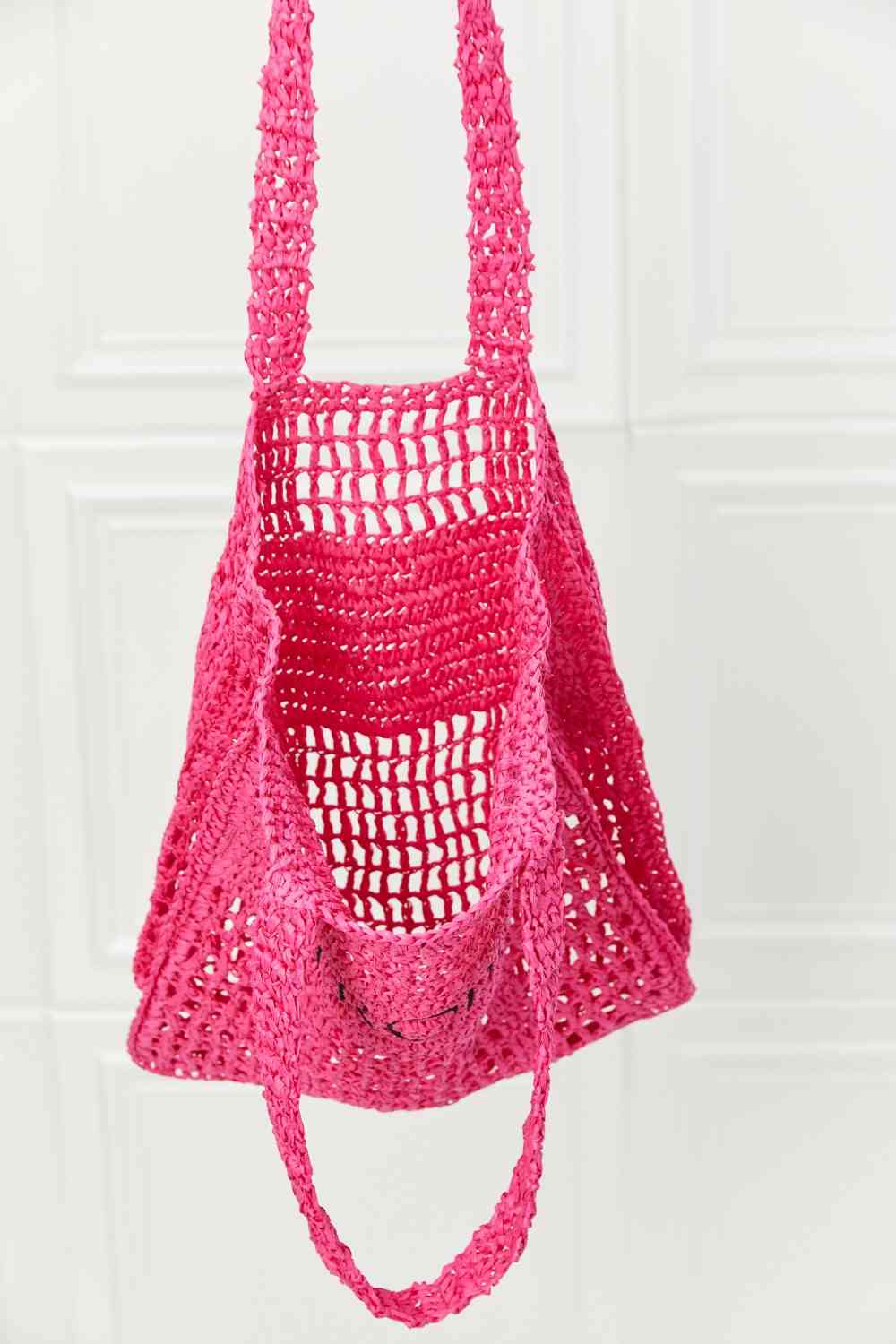 Fame Tropic Babe Staw Tote Bag - bag - Hot Pink - Bella Bourget