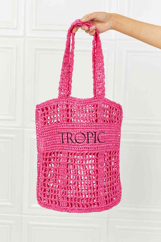 Fame Tropic Babe Staw Tote Bag - bag - Hot Pink - Bella Bourget