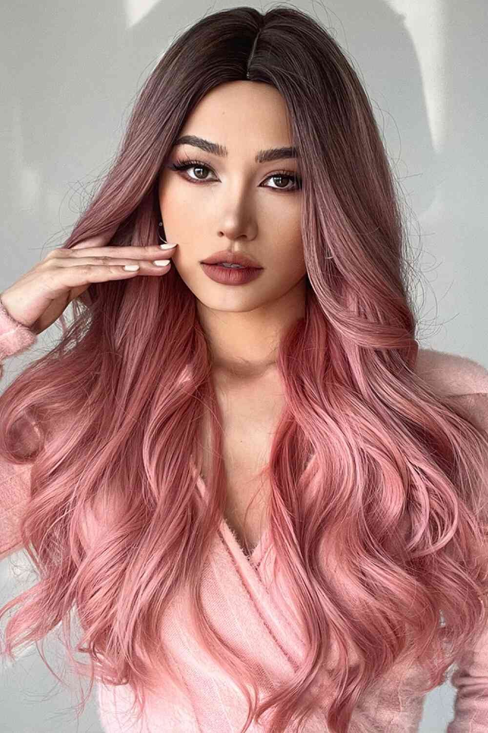 Fashion Wave Synthetic Long Wigs in Pink 26'' - synthetic hair - Black/Rose Pink - Bella Bourget