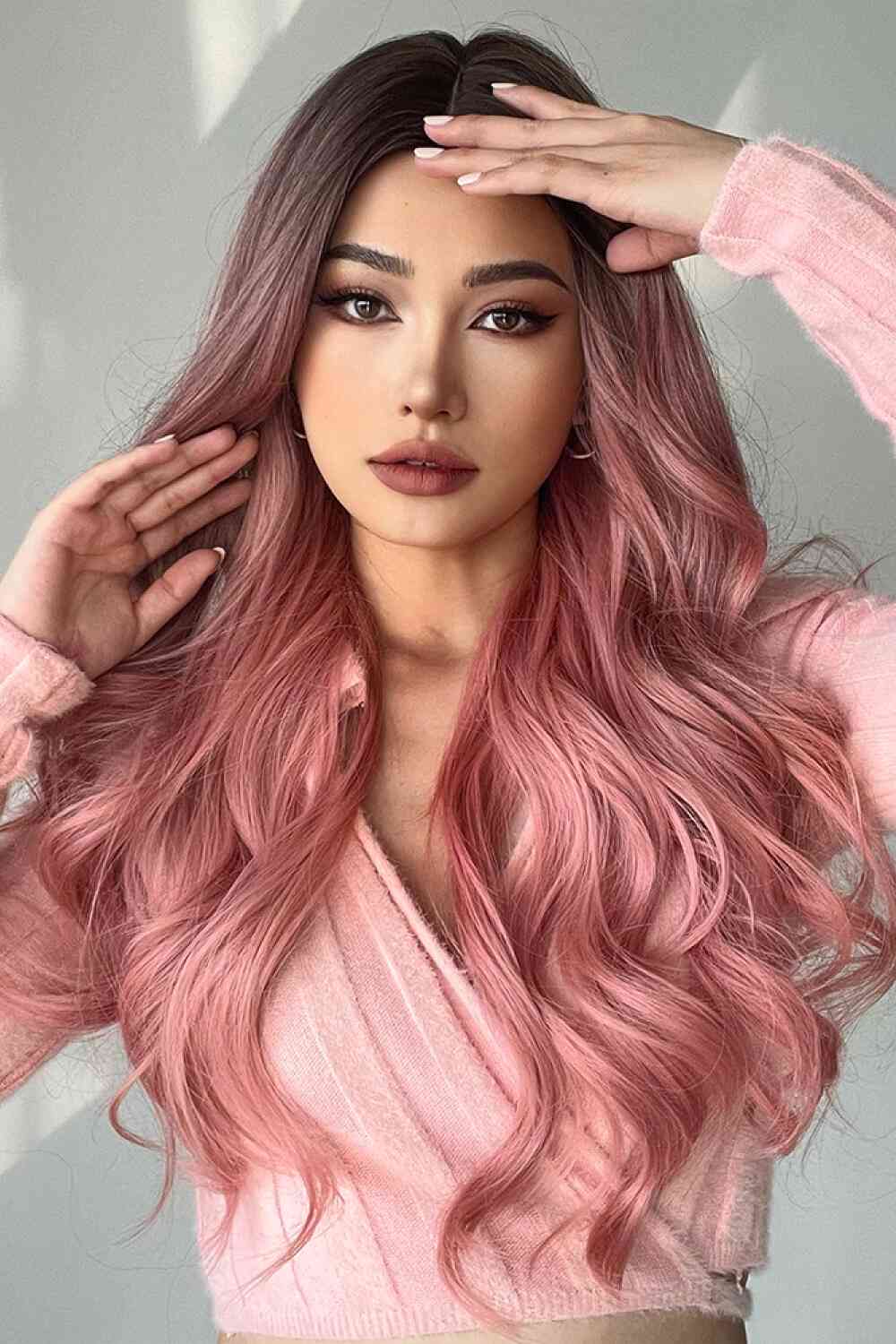 Fashion Wave Synthetic Long Wigs in Pink 26'' - synthetic hair - Black/Rose Pink - Bella Bourget