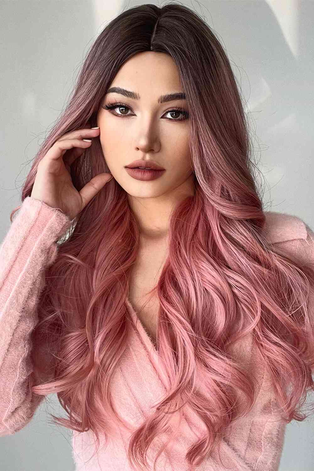 Fashion Wave Synthetic Long Wigs in Pink 26'' - synthetic hair - Black/Rose Pink - Bella Bourget