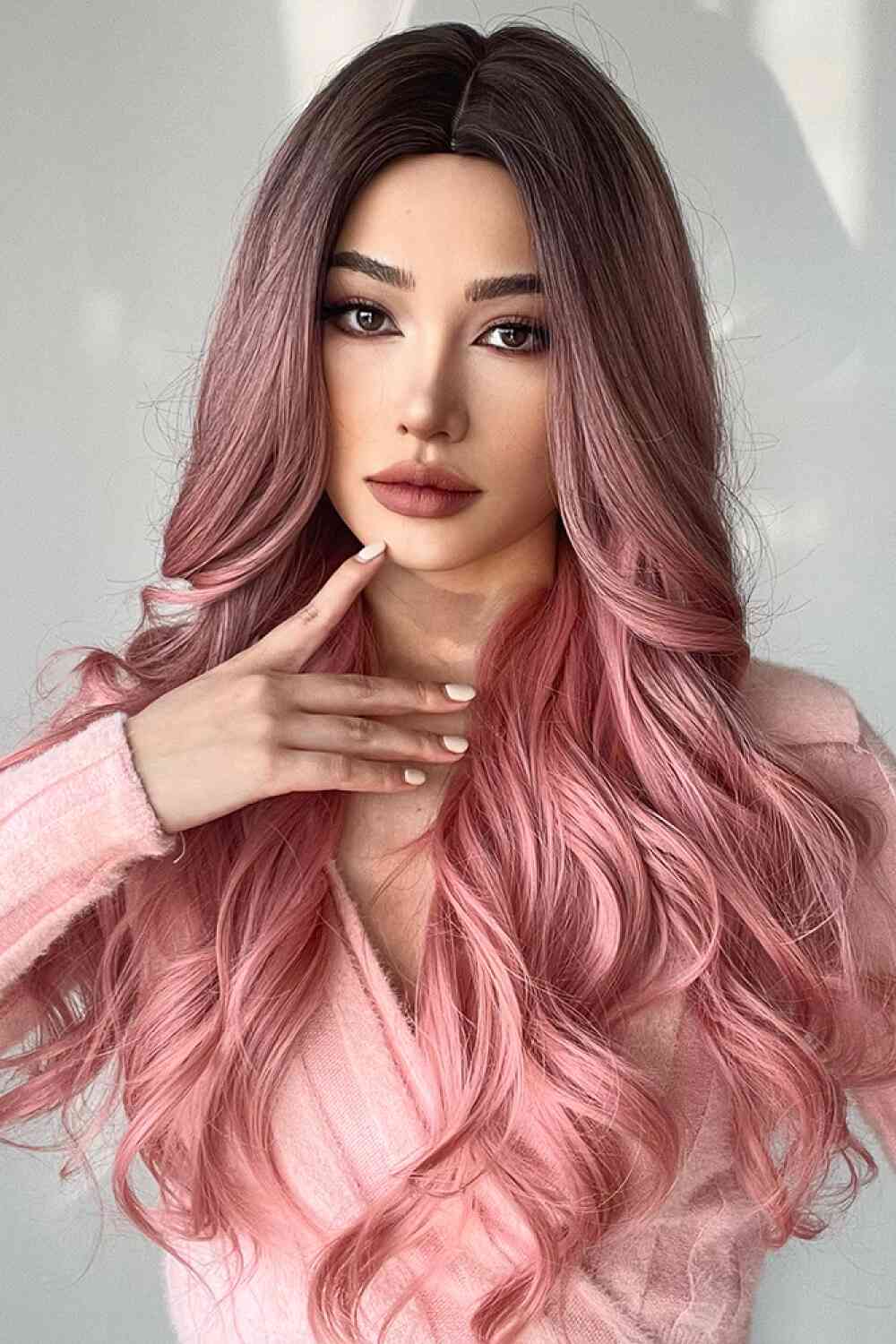 Fashion Wave Synthetic Long Wigs in Pink 26'' - synthetic hair - Black/Rose Pink - Bella Bourget