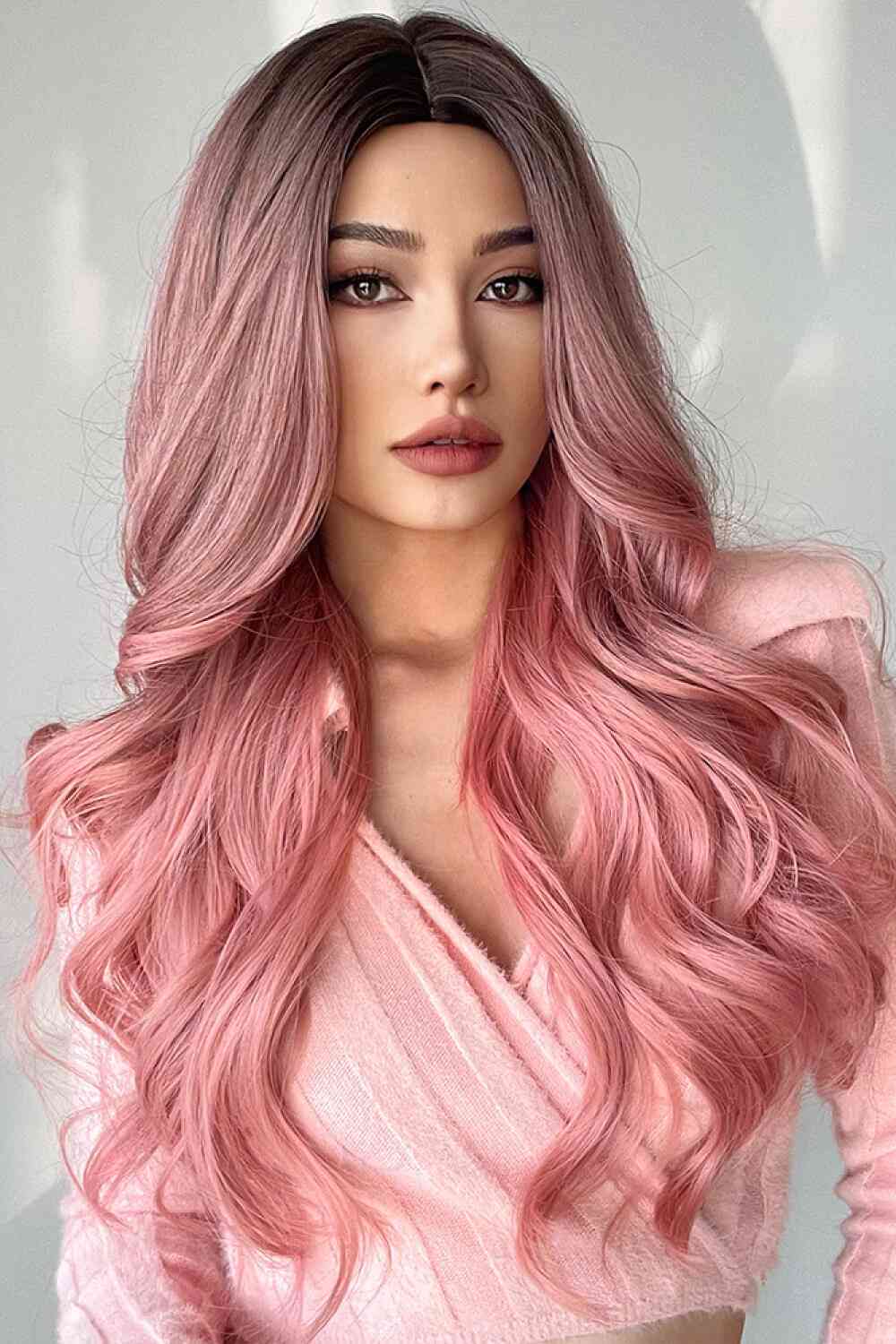 Fashion Wave Synthetic Long Wigs in Pink 26'' - synthetic hair - Black/Rose Pink - Bella Bourget