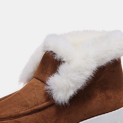 Faux Fur Lined Suede Snow Boots - shoes - Chestnut - Bella Bourget