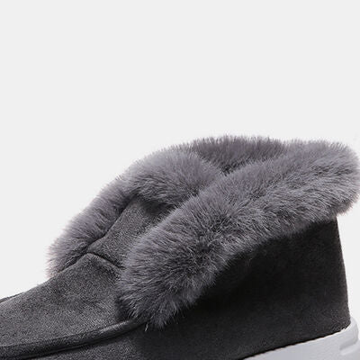 Faux Fur Lined Suede Snow Boots - shoes - Charcoal - Bella Bourget