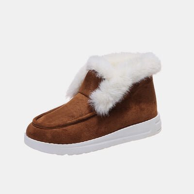 Faux Fur Lined Suede Snow Boots - shoes - Chestnut - Bella Bourget