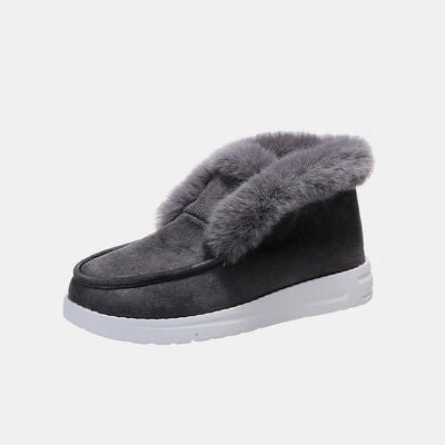 Faux Fur Lined Suede Snow Boots - shoes - Charcoal - Bella Bourget