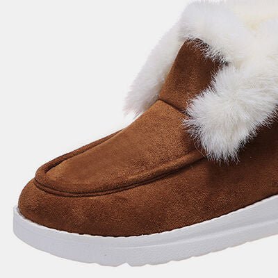 Faux Fur Lined Suede Snow Boots - shoes - Chestnut - Bella Bourget