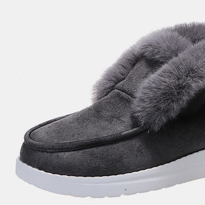 Faux Fur Lined Suede Snow Boots - shoes - Charcoal - Bella Bourget