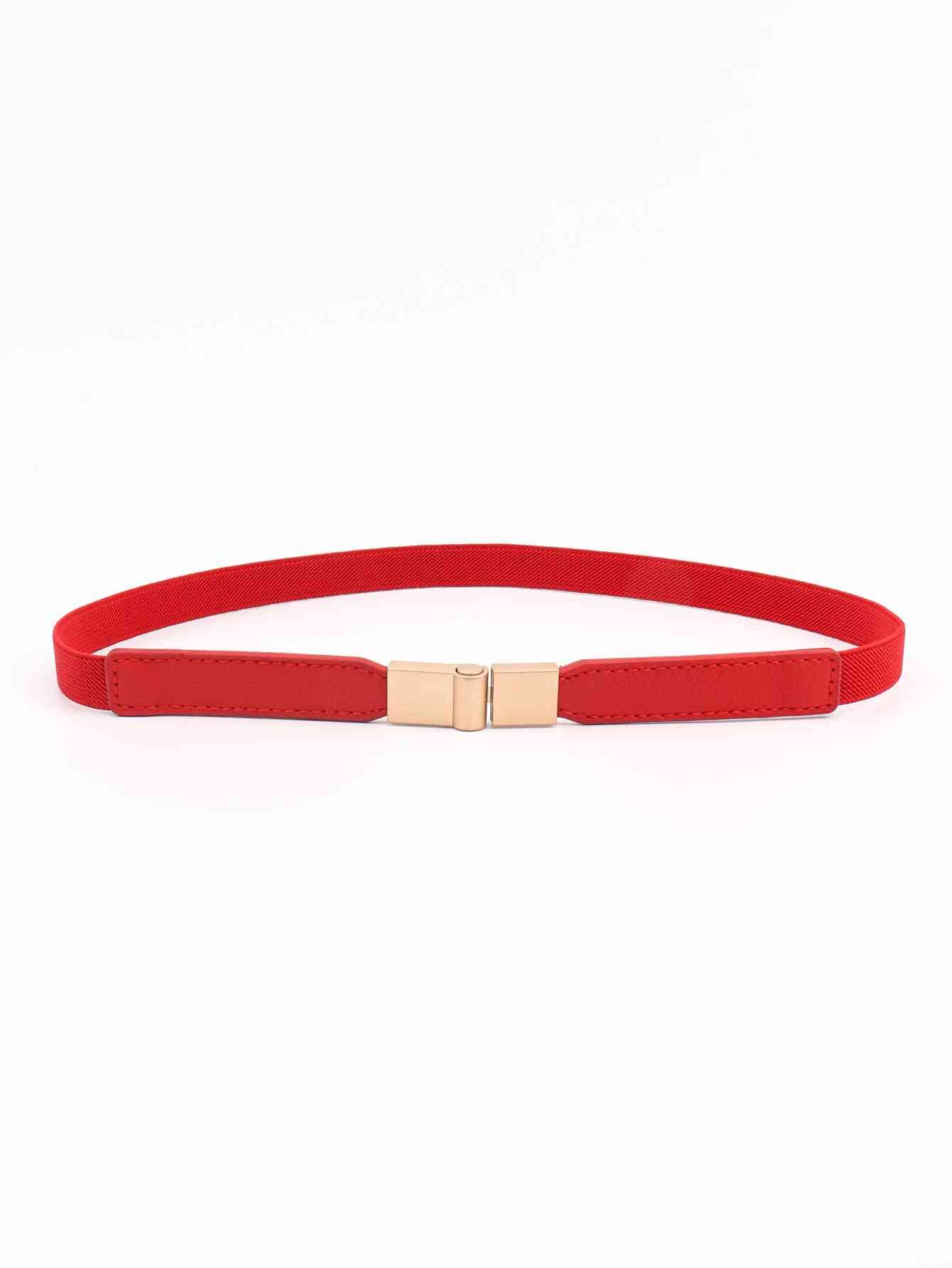 Faux Leather and Elastic Skinny Belt - belt - Red - Bella Bourget