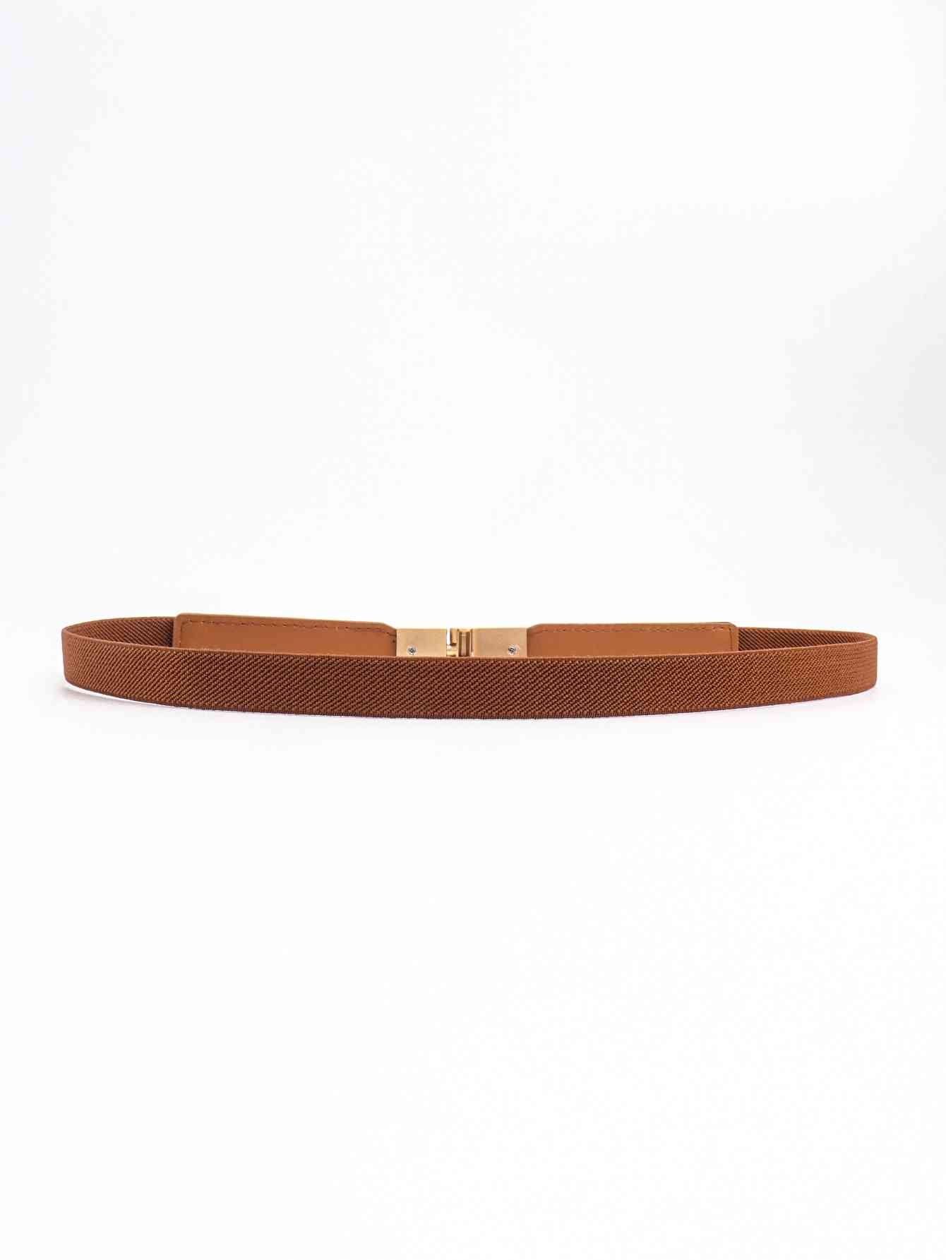 Faux Leather and Elastic Skinny Belt - belt - Caramel - Bella Bourget