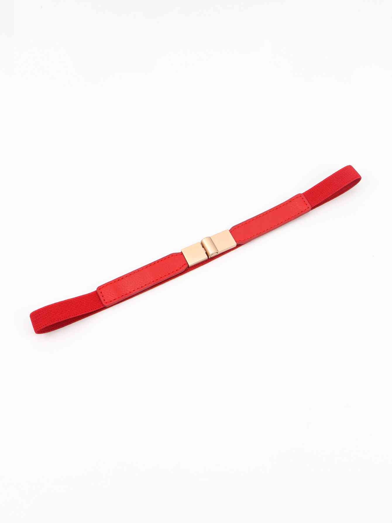 Faux Leather and Elastic Skinny Belt - belt - Red - Bella Bourget