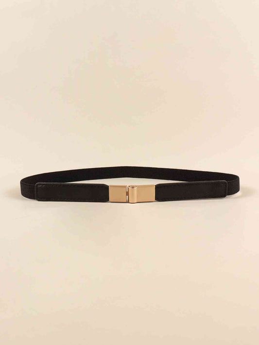 Faux Leather and Elastic Skinny Belt - belt - Black - Bella Bourget