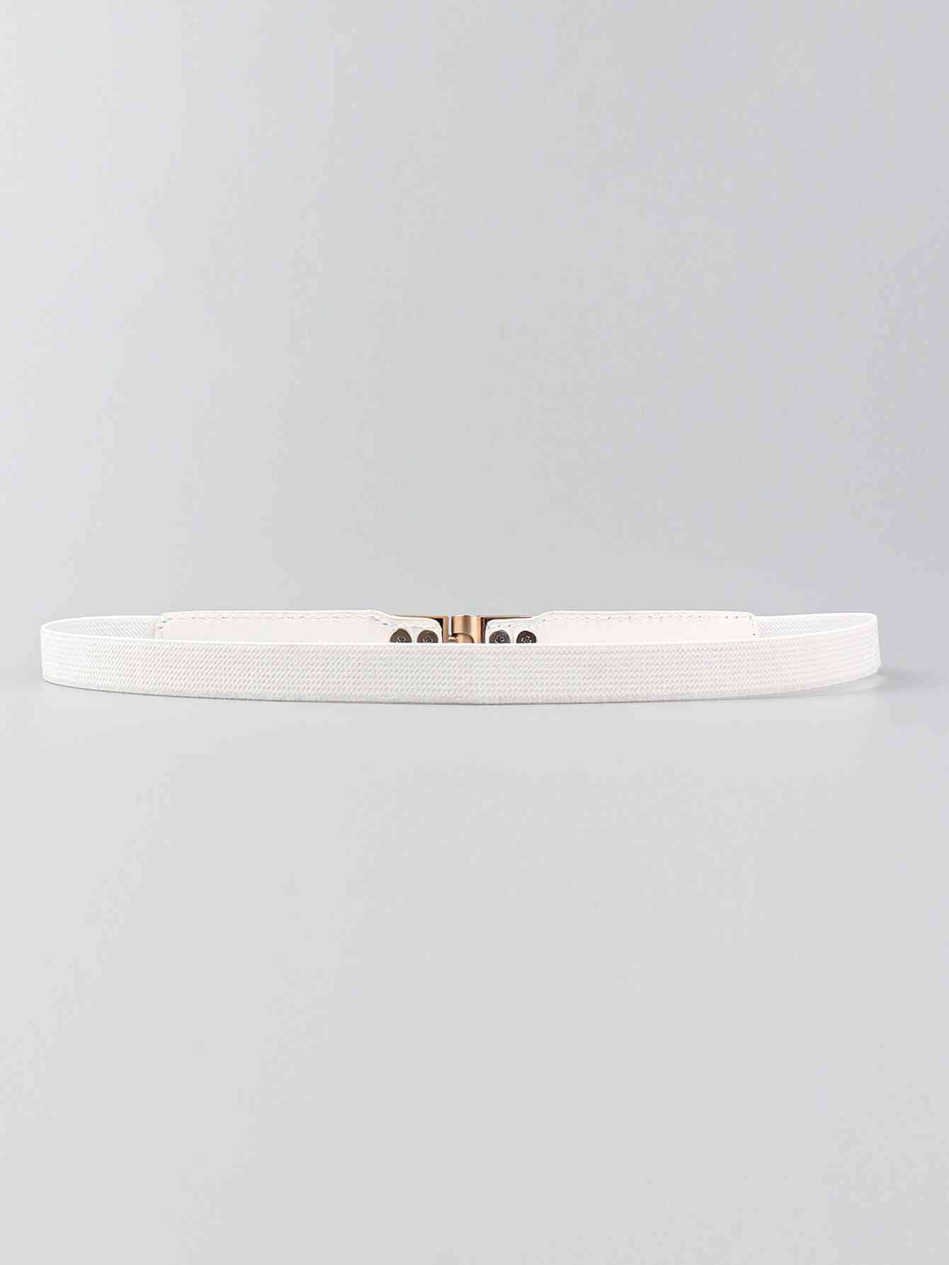 Faux Leather and Elastic Skinny Belt - belt - White - Bella Bourget