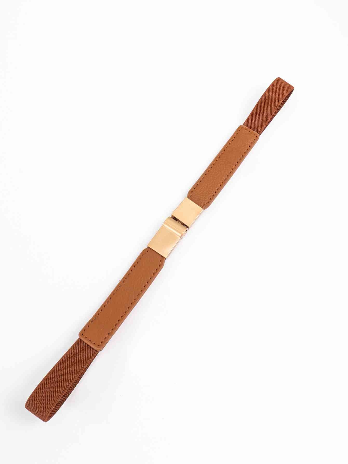 Faux Leather and Elastic Skinny Belt - belt - Caramel - Bella Bourget