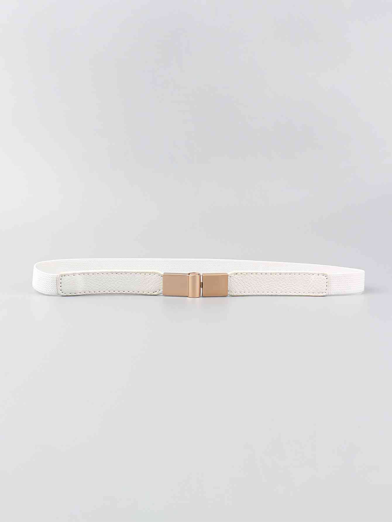 Faux Leather and Elastic Skinny Belt - belt - White - Bella Bourget