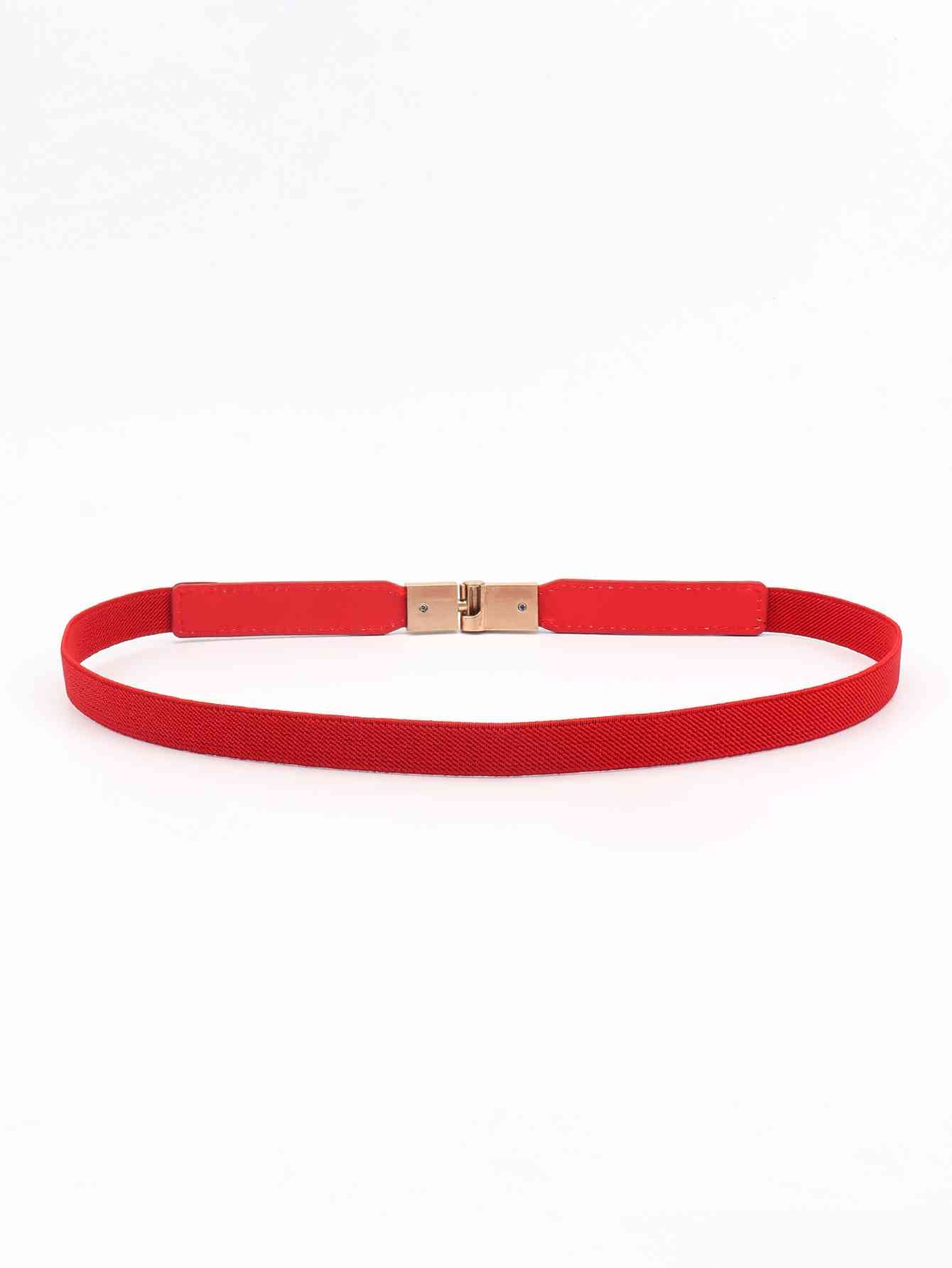 Faux Leather and Elastic Skinny Belt - belt - Red - Bella Bourget