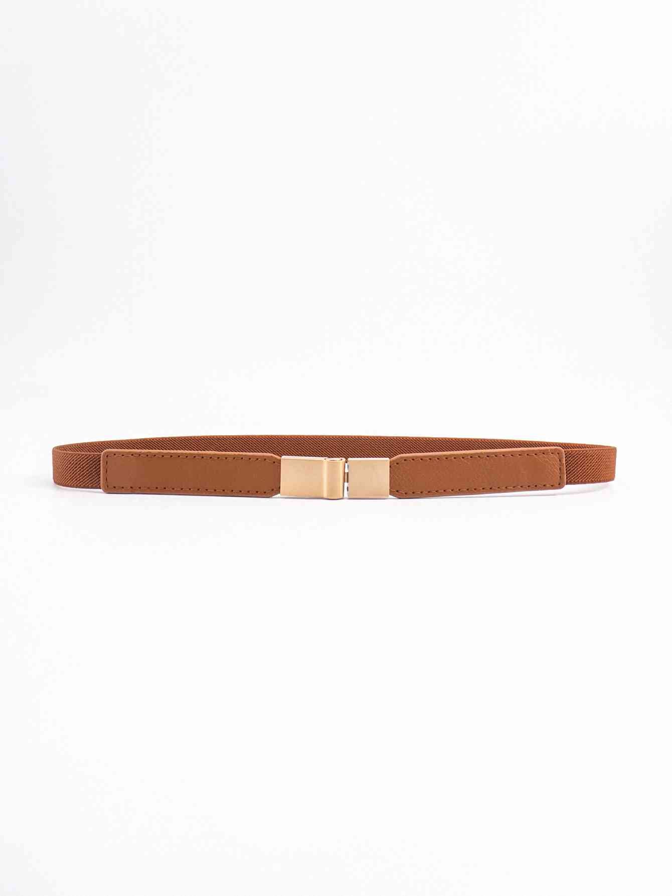 Faux Leather and Elastic Skinny Belt - belt - Caramel - Bella Bourget