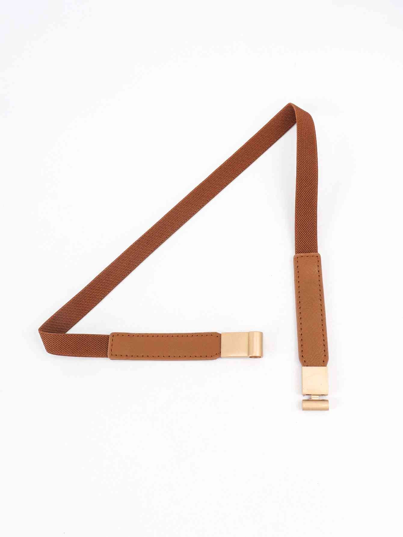 Faux Leather and Elastic Skinny Belt - belt - Caramel - Bella Bourget