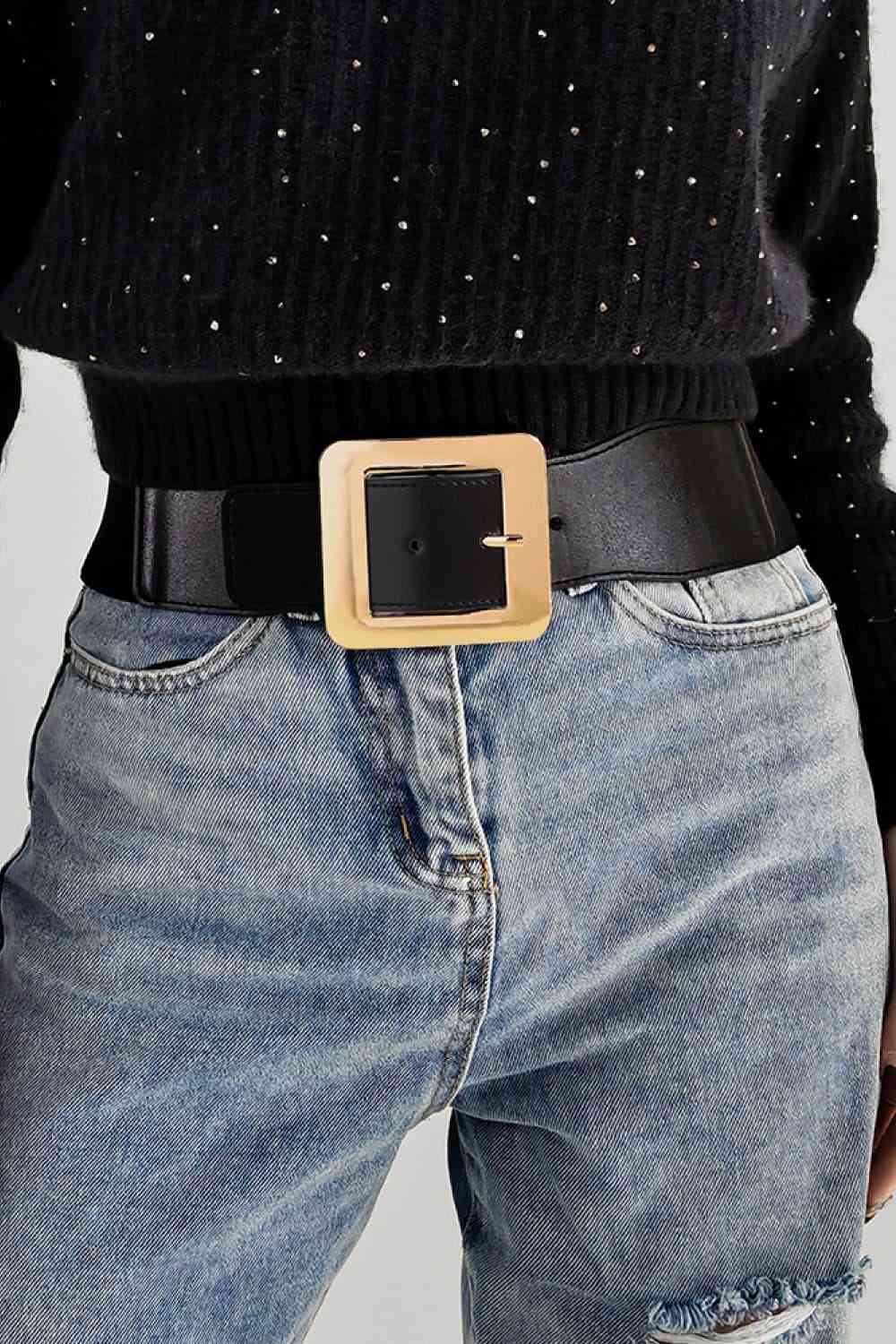 Faux Leather Belt - belt - Black - Bella Bourget