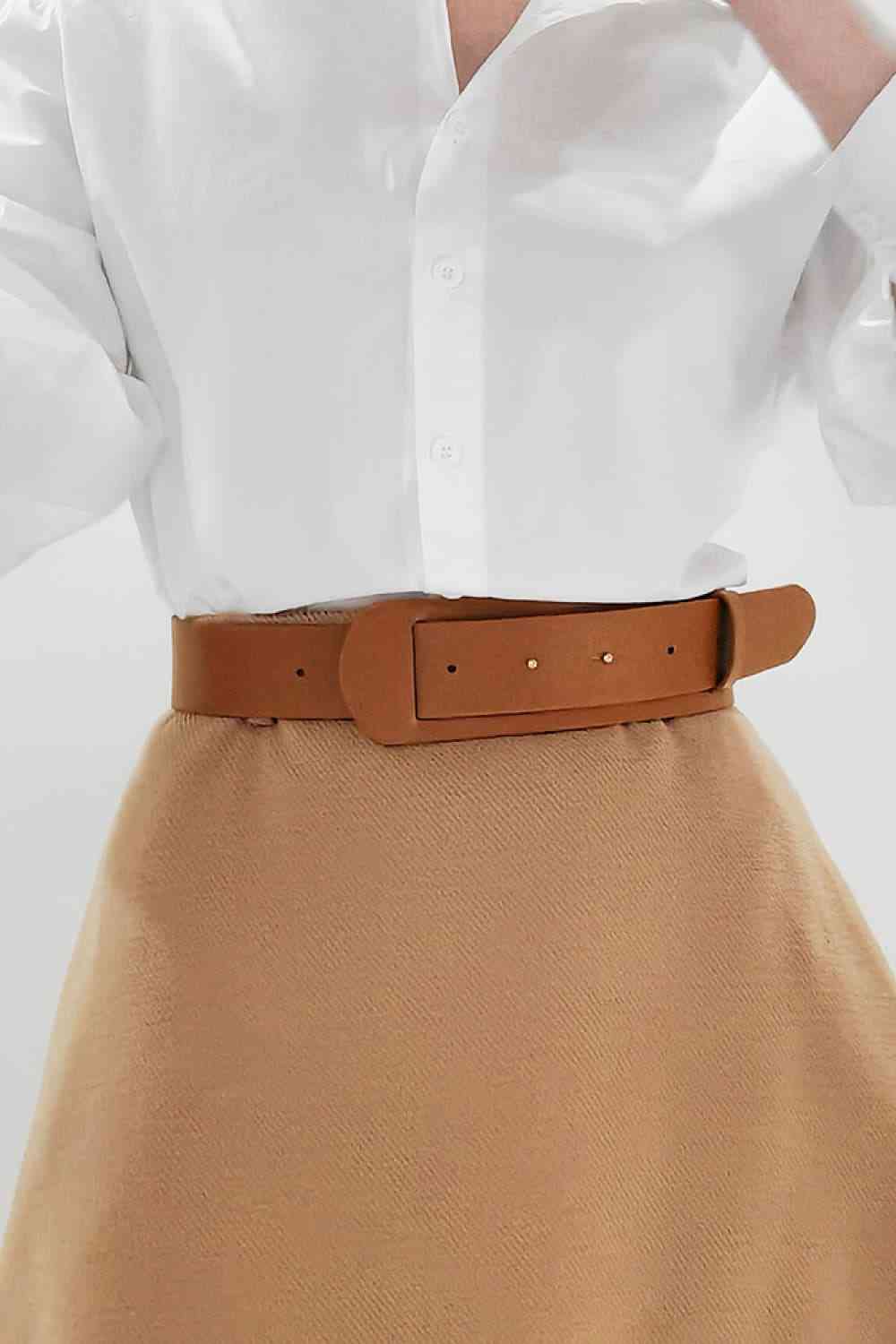 Faux Leather Belt - belt - Caramel - Bella Bourget