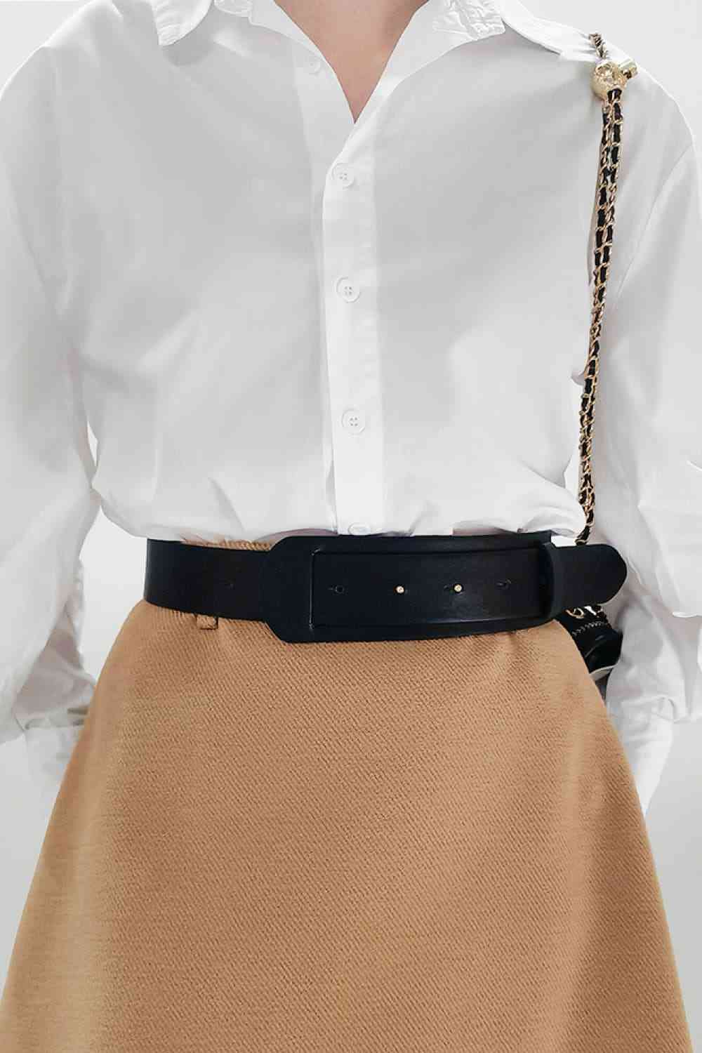 Faux Leather Belt - belt - Black - Bella Bourget