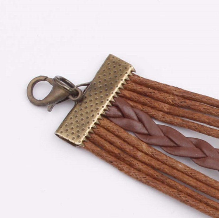 Faux Leather Rope Bracelet - Bracelets - Chestnut - Bella Bourget