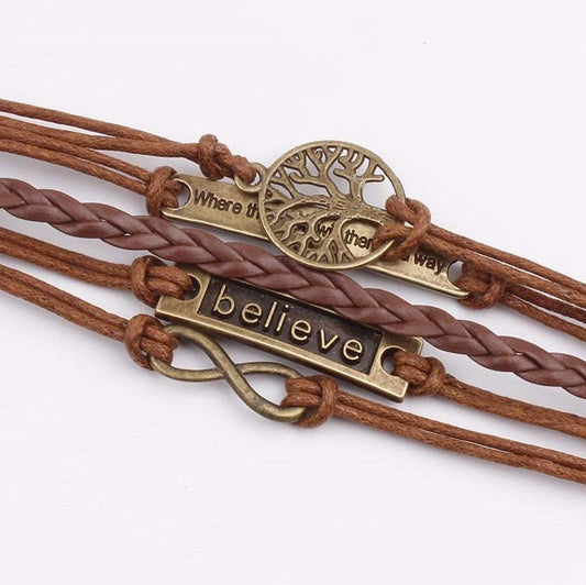 Faux Leather Rope Bracelet - Bracelets - Chestnut - Bella Bourget