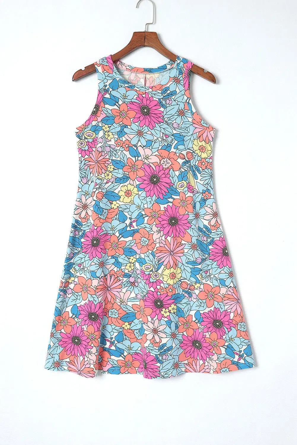 Floral Round Neck Sleeveless Dress - Dress - Floral - Bella Bourget