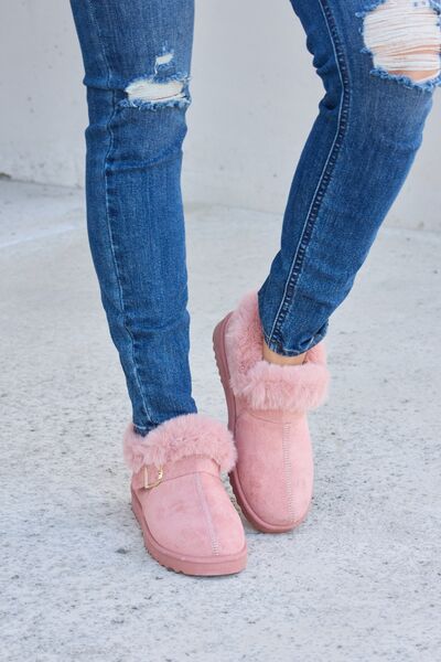 Forever Link Furry Chunky Thermal Ankle Boots - shoes - PINK - Bella Bourget