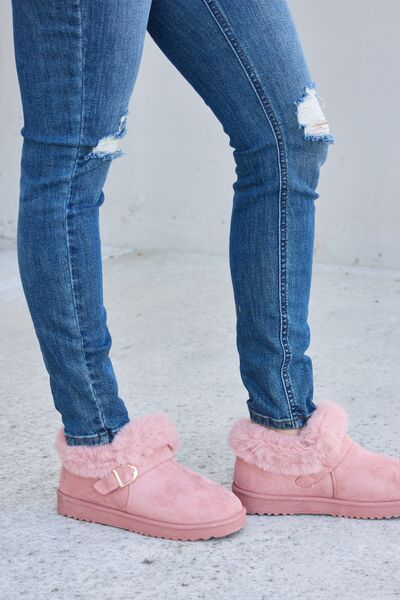 Forever Link Furry Chunky Thermal Ankle Boots - shoes - PINK - Bella Bourget