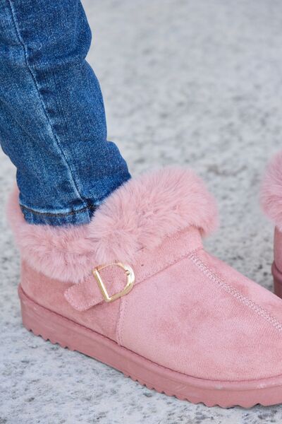 Forever Link Furry Chunky Thermal Ankle Boots - shoes - PINK - Bella Bourget