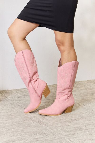 Forever Link Knee High Cowboy Boots - shoes - PINK - Bella Bourget