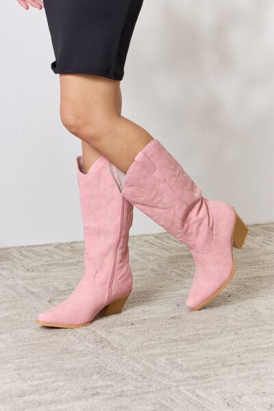 Forever Link Knee High Cowboy Boots - shoes - PINK - Bella Bourget