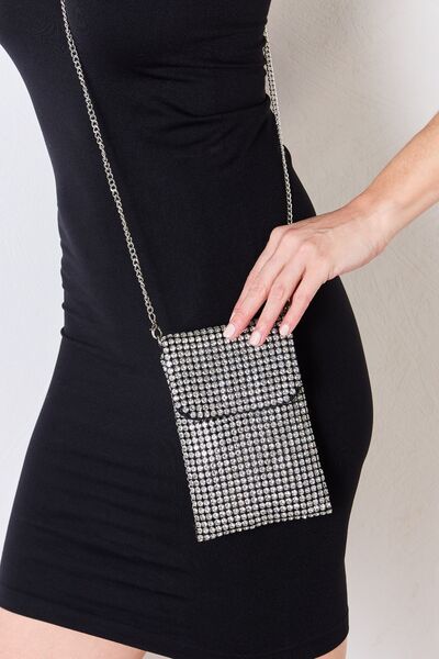 Forever Link Rhinestone Mini Crossbody Bag - bag - SILVER - Bella Bourget