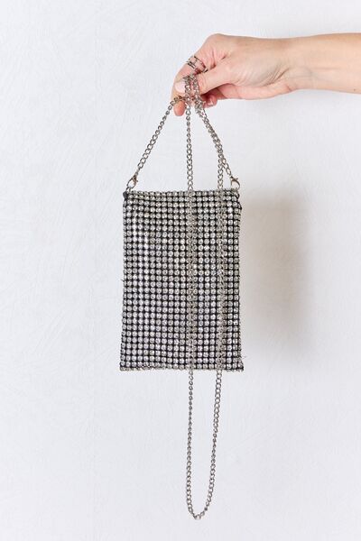 Forever Link Rhinestone Mini Crossbody Bag - bag - SILVER - Bella Bourget