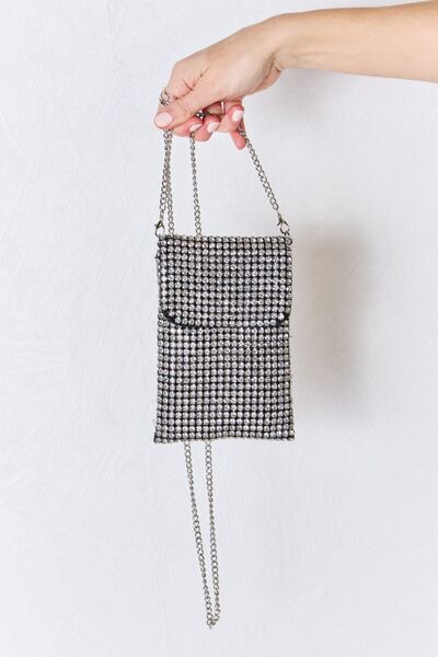 Forever Link Rhinestone Mini Crossbody Bag - bag - SILVER - Bella Bourget