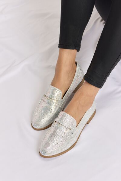 Forever Link Rhinestone Point Toe Loafers - shoes - SILVER - Bella Bourget