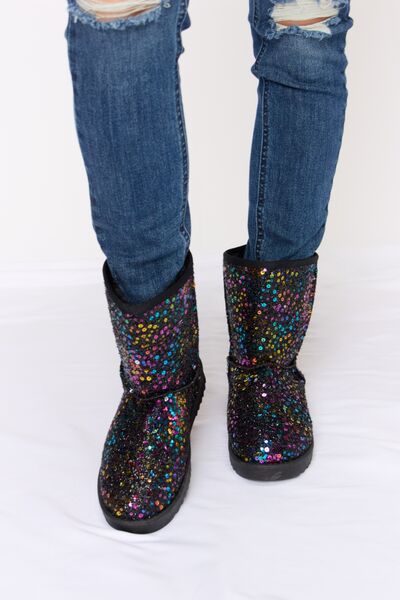 Forever Link Sequin Thermal Flat Boots - shoes - MULT/BK - Bella Bourget