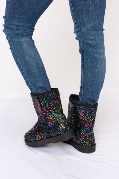 Forever Link Sequin Thermal Flat Boots - shoes - MULT/BK - Bella Bourget