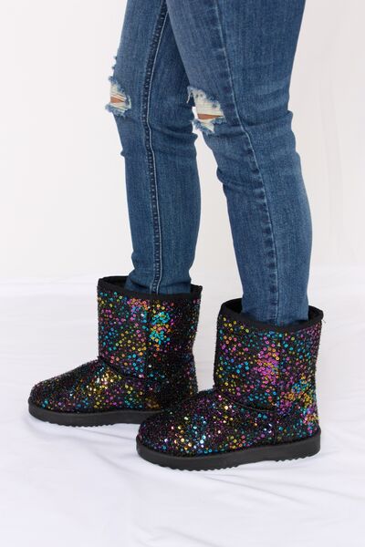 Forever Link Sequin Thermal Flat Boots - shoes - MULT/BK - Bella Bourget