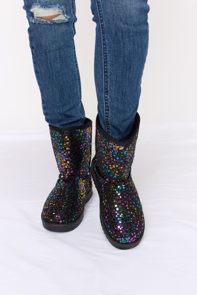 Forever Link Sequin Thermal Flat Boots - shoes - MULT/BK - Bella Bourget
