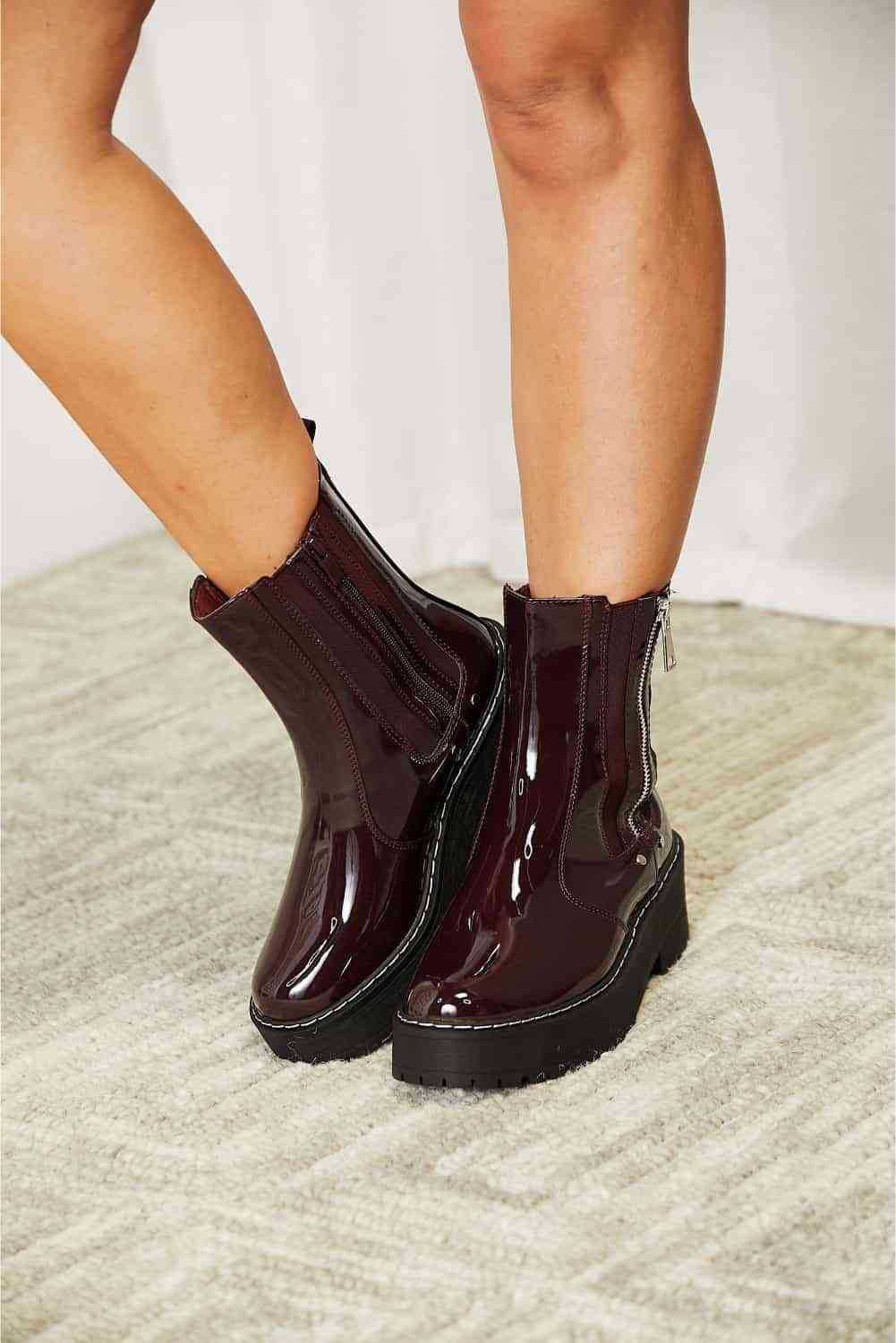 Forever Link Side Zip Platform Boots - shoes - Wine - Bella Bourget