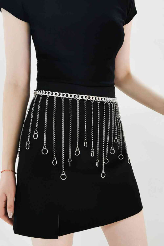 Fringe Chain Belt - belt - Silver - Bella Bourget